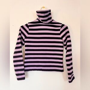 Vintage stripped dark & light purple kids turtleneck